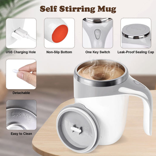 Automatic Magnetic Stirring Coffee Mug White Color